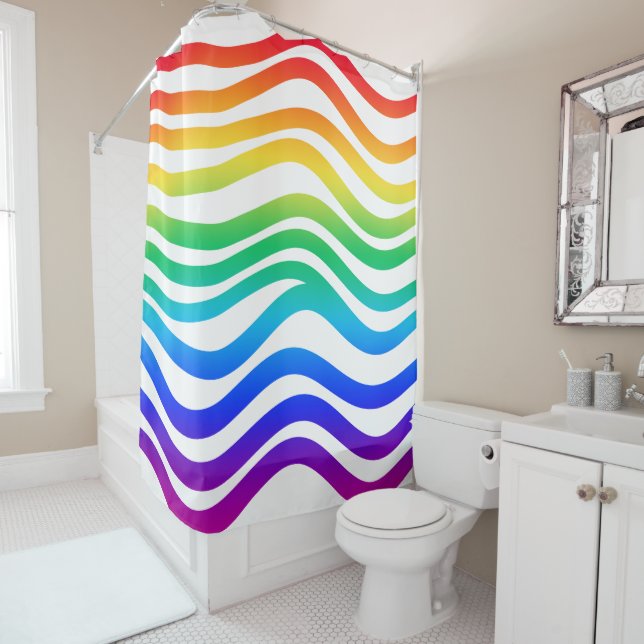 Cortina Para Box Linhas onduladas grossas, de cor arco-íris (In Situ)
