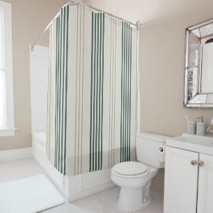 Cortina Para Box Listra de Ticking Verde Moderno Textura de Linho