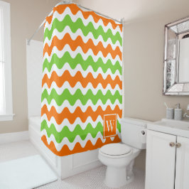 Cortina Para Box Listra Groovy Ric Rac Horizontal Laranja & Lima