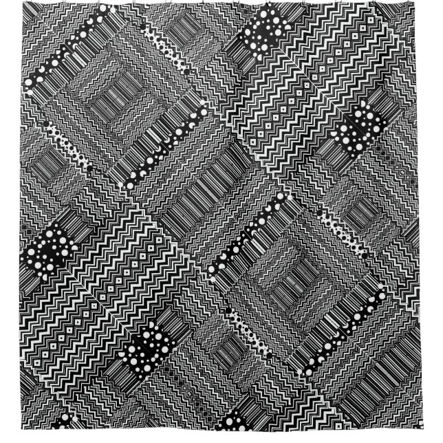 Cortina Para Box Listra Pontilhada Ziguezague em Patchwork (Frente)