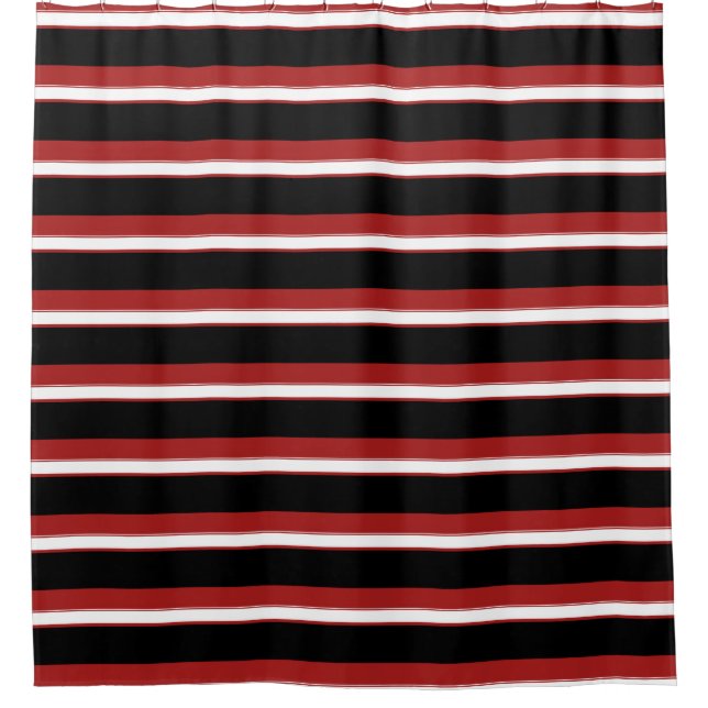 Cortina Para Box Listras Brancas Vermelhas Pretas Chic (Frente)