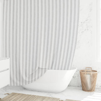 Cortina Para Box Listras Cinza e Branco Minimalista Moderna Fazenda