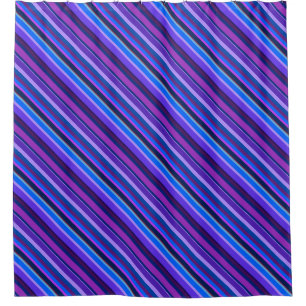 Cortina Para Box Listras diagonais em azul e roxo