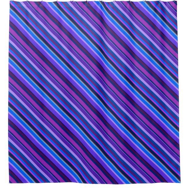 Cortina Para Box Listras diagonais em azul e roxo (Frente)