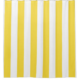 Cortina Para Box Listras Largas Clássicas, Amarelo-Limão e Branco