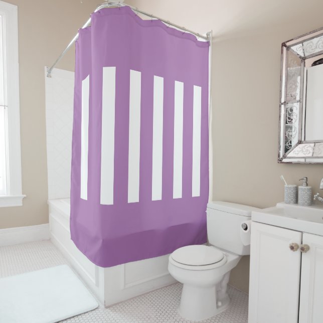 Cortina Para Box Listras no meio. Lavanda e branco. (In Situ)