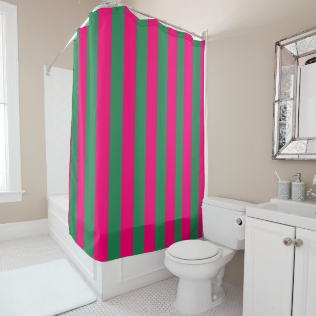 Cortina Para Box Listras Rosa e Verde (In Situ)