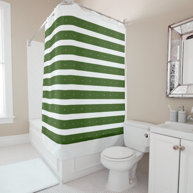 Cortina Para Box Listras verdes e brancas florestais (In Situ)