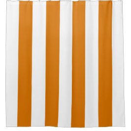Cortina Para Box Listras verticais brancas e alaranjadas