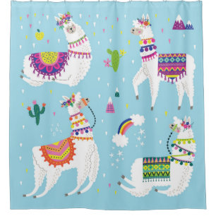 Cortina Para Box Llama & Cactus: Conjunto de Vintagens Bonito