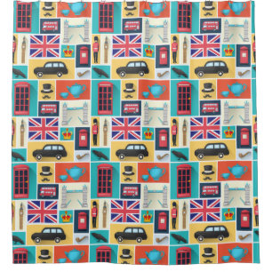 Cortina Para Box London Themed Chá Curtain