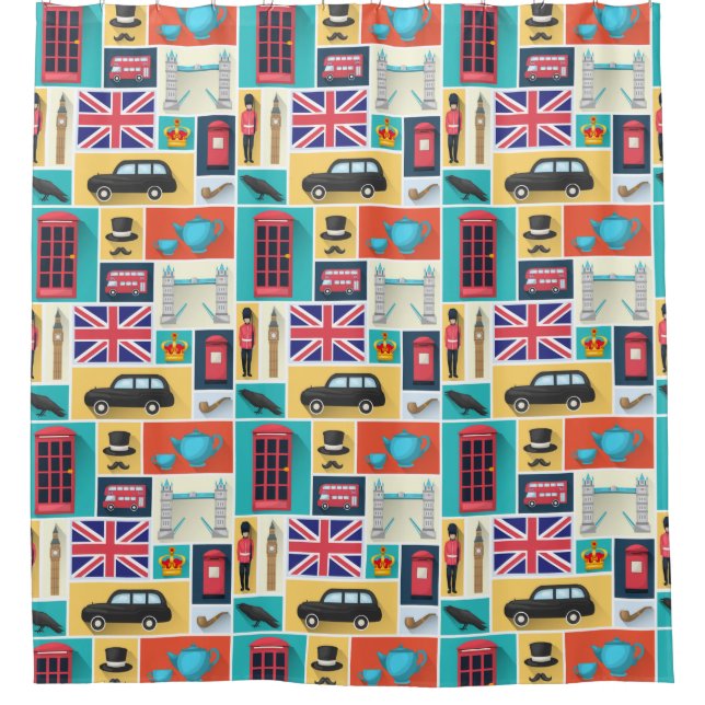 Cortina Para Box London Themed Chá Curtain (Frente)
