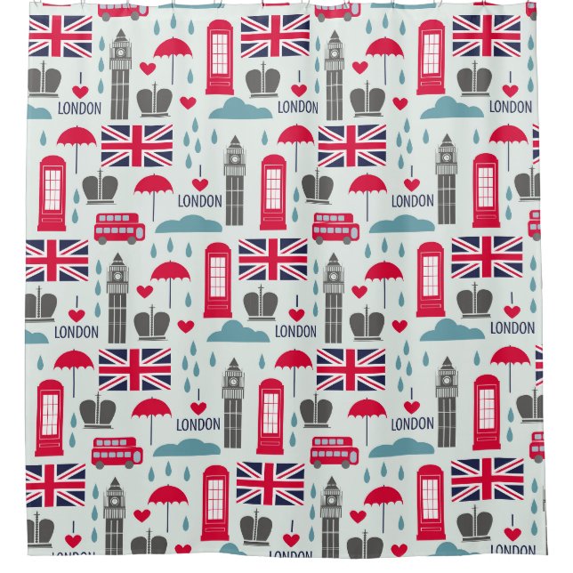 Cortina Para Box London Themed Chá Curtain (Frente)