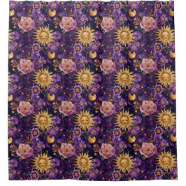 Cortina Para Box Lua e estrelas planas plurais, roxas