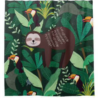 Cortina Para Box Luminosidade cúbica em padrão de ilustração tropic