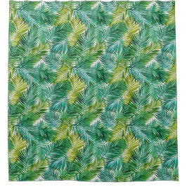 Cortina Para Box Lush Tropical Island Green Palm Leaf Watercolor 
