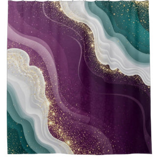 Cortina Para Box Luxury Gold Glitter Marble Pattern