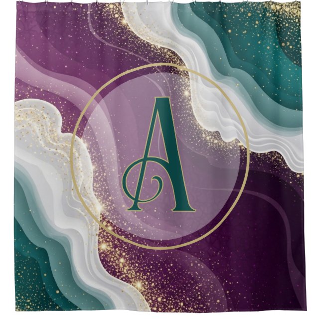 Cortina Para Box Luxury Gold Glitter Marble Pattern (Frente)