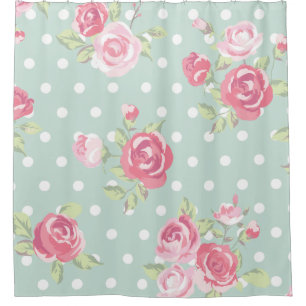 Cortina Para Box luz - verde, rosas cor-de-rosa, chique, teste