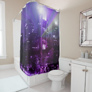 Cortina Para Box Luzes da cidade de Frankfurt am Main - roxo