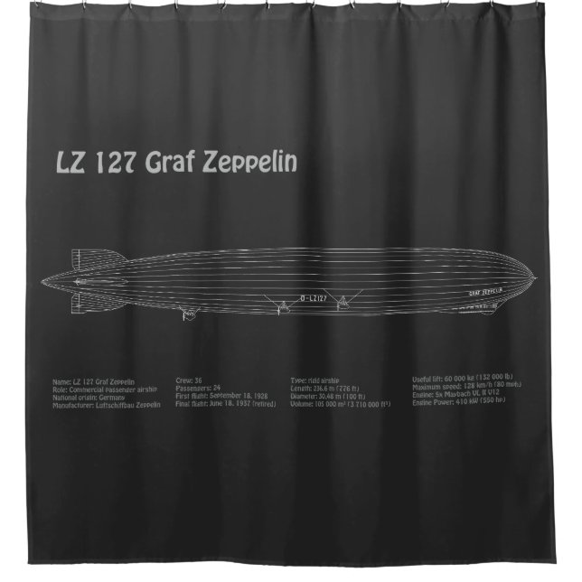 Cortina Para Box LZ 127 Graf Zeppelin - Planos de Impressão Aeronáu (Frente)