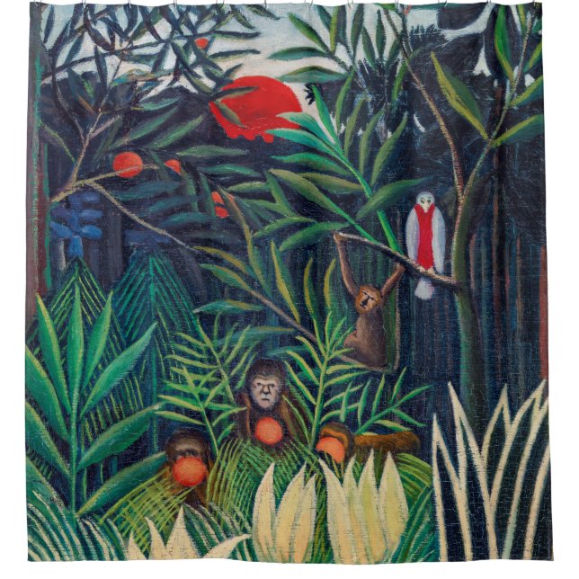 Cortina Para Box Macacos papagaio na floresta (Frente)