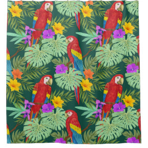 Cortina Para Box Macaw, plantas tropicais: padrão sem costura.