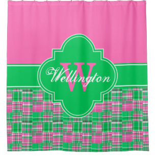 Cortina Para Box Madras Verdes Rosa Quente Xadrez 1I CB Nome da Fai