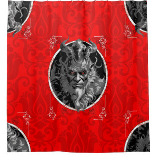Cortina Para Box Mágico damasco vermelho do krampus de natal