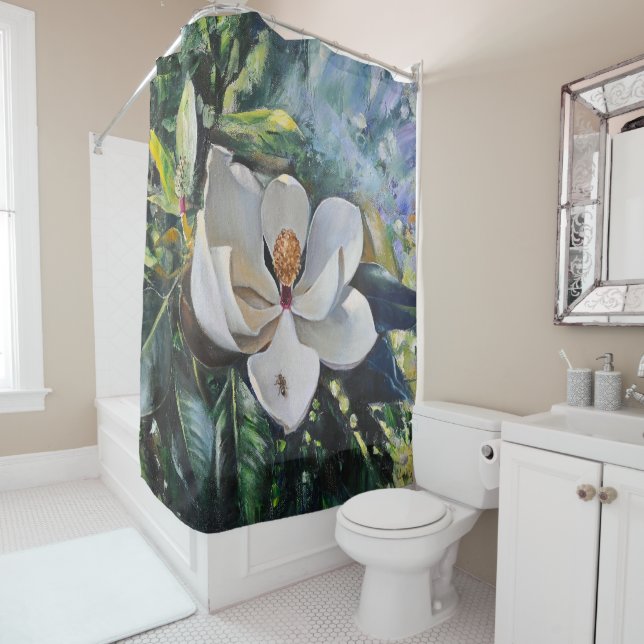 Cortina Para Box Magnolia Blossom Oil Painting of Nature’s Harmony (In Situ)