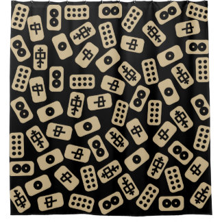 Cortina Para Box Mahjong azulejo castanho em preto