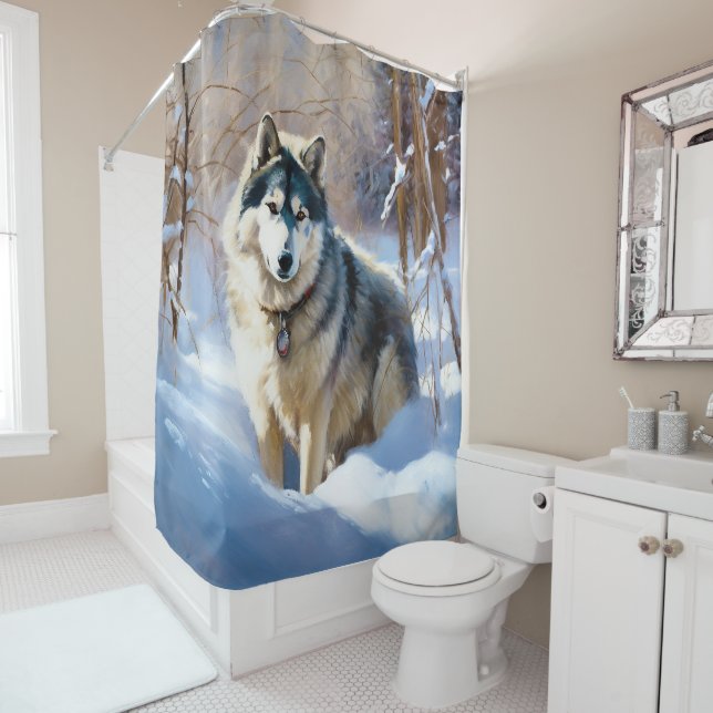 Cortina Para Box Malamute Aaskan Deixe Nevar Natal (In Situ)
