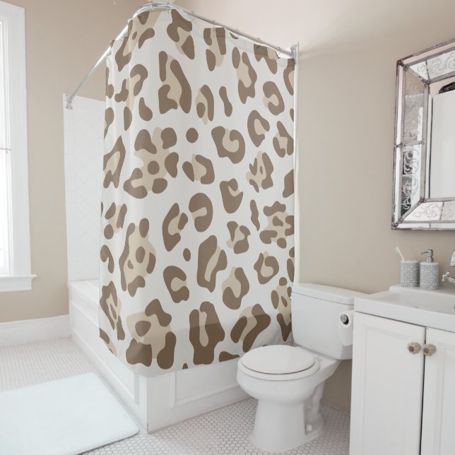 Cortina Para Box Manchas de leopardo bege e marrom pastel (In Situ)