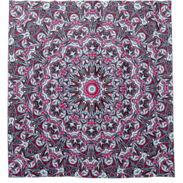 Cortina Para Box Mandala branca, vermelha e caqui.