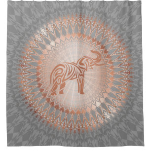 Cortina Para Box Mandala cinzenta Dourado cor-de-rosa do elefante