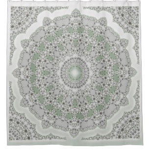 Cortina Para Box Mandala do Fractal do caleidoscópio - verde