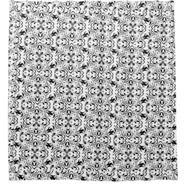 Cortina Para Box Mandala Preta e Branca (Frente)