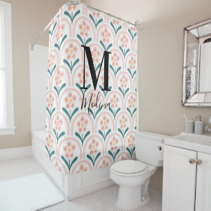 Cortina Para Box Manuscrito Moderno do Monograma Preto da Flora Pas