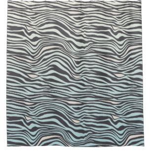 Cortina Para Box Mão de impressão azul Cream Zebra