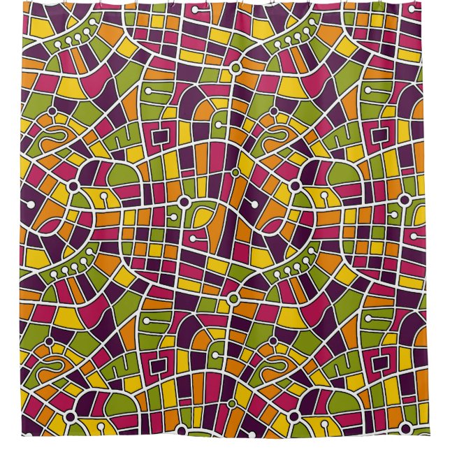 Cortina Para Box Map Pattern 030520 - Cores 05 (Frente)