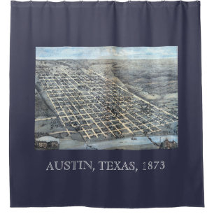 Cortina Para Box Mapa Aéreo Antigo da Cidade de Austin, Texas de 18