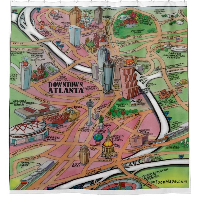 Cortina Para Box Mapa Divertido Atlanta (Frente)
