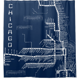 Cortina Para Box Mapa do metrô de Chicago com/ O trem pára a colh
