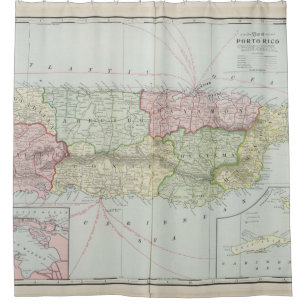 Cortina Para Box Mapa do vintage de Puerto Rico (1901)