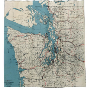 Cortina Para Box Mapa do vintage de Puget Sound (1919)