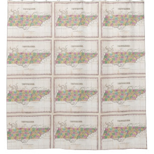Cortina Para Box Mapa do vintage de Tennessee (1827)