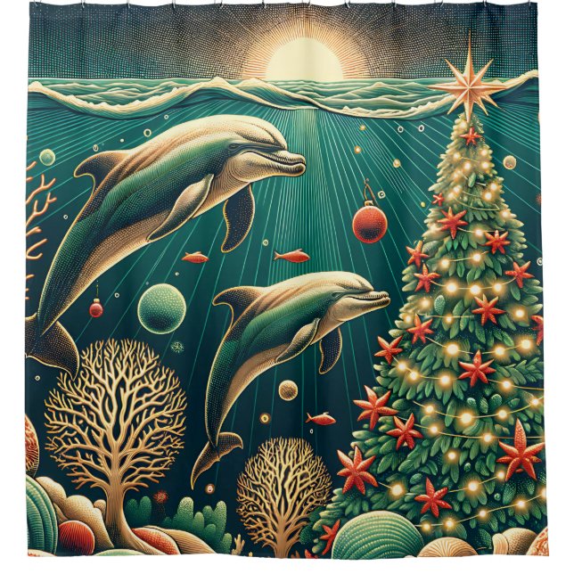 Cortina Para Box "Maravilha do Golfinho de Natal submerso" (Frente)