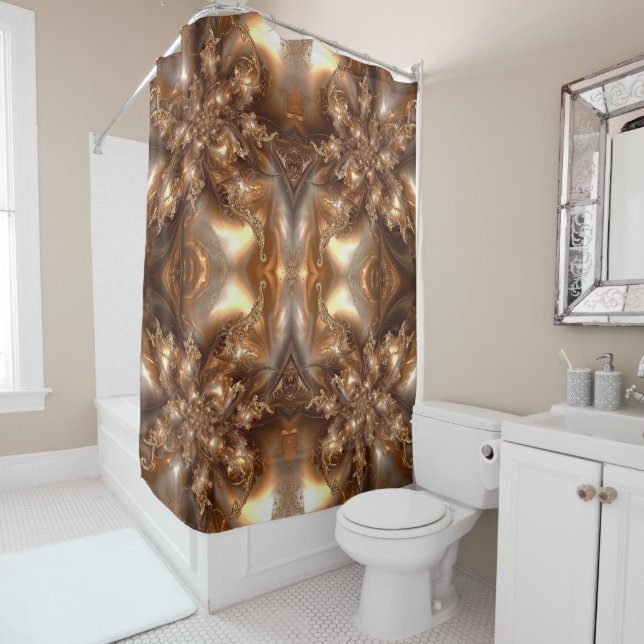 Cortina Para Box Marble Warm brown flower Dream Abstract Fractal (In Situ)