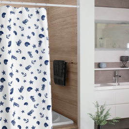 Cortina Para Box Marine Motif com cavalos marinhos