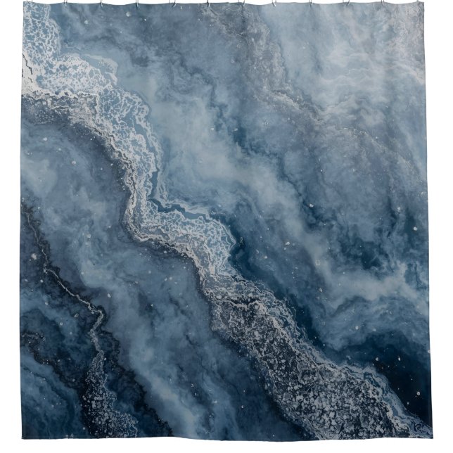 Cortina Para Box Marinho Azul Cinza Azul Claro Branco Contemporâneo (Frente)